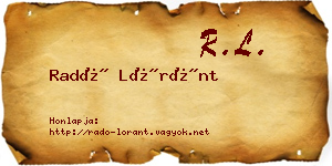 Radó Lóránt névjegykártya